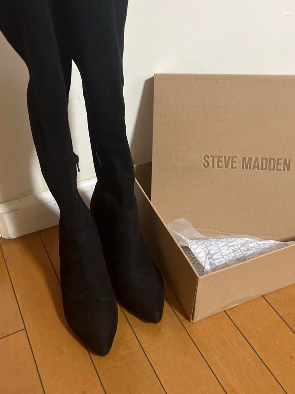 Steve Madden Black Over-the-Knee Pointed-Toe Boots
